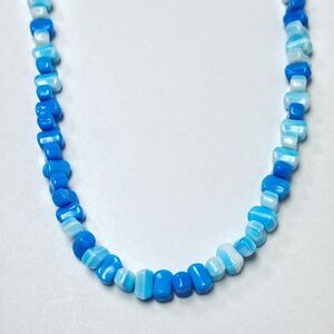 Vintage French‎ Necklace Retro Blue White Acrylic Plastic Lucite Beaded Freirich